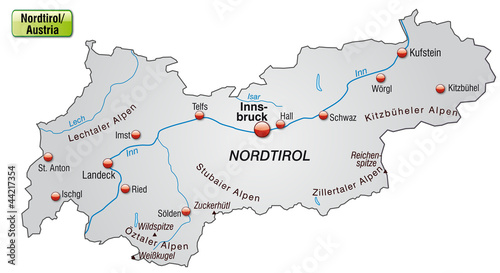 "Karte von Tirol mit Hauptstädten" Stockfotos und lizenzfreie Vektoren auf Fotolia.com - Bild 