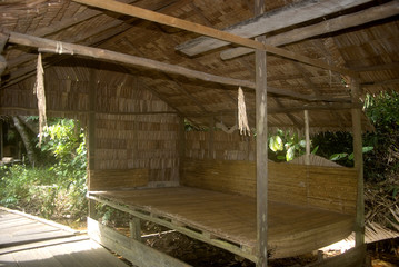 Penan shelter, Damai, Sarawak, Borneo, Malaysia