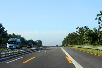 Fototapeta premium View from the car on the high-speed highway