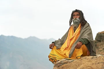 Fotobehang Indian monk sadhu © Kadmy