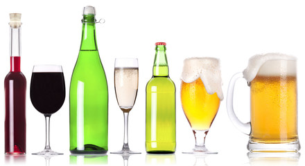 alcohol drinks set isolated