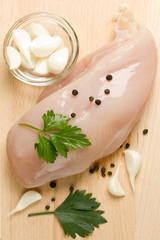 Preparation of raw chicken breast