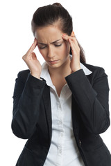 Asian Businesswoman headache both hands
