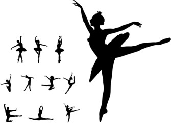 Set dance girl ballet - obrazy, fototapety, plakaty