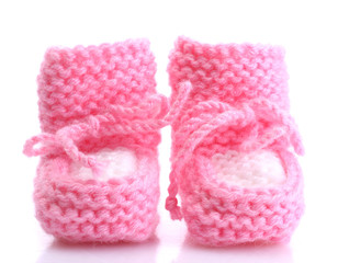 pink baby boots isolated on white