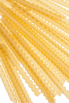 Uncooked raw pasta mafalde