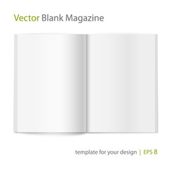Vector blank magazine spread on white background. Using mesh
