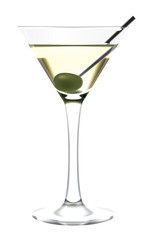 Martini glass and olive