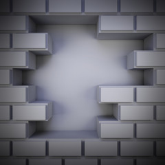3D Brick Wall With Hole