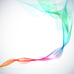 Abstract blue colored wavy smoke with copy space