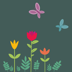 Flowers and butterflies illustration