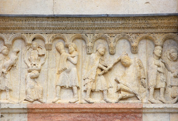 Italy, Modena Cathedral front decorations