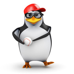 3d Penguin is ready to pitch the ball