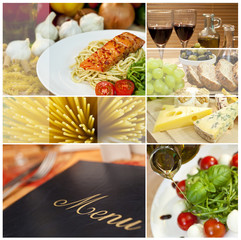 Montage of Restaurant Menu, Food and Drink