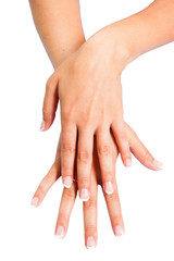 French manicure on hands