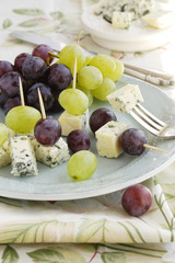 Blue cheese with grapes