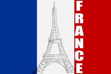 vector illustration of Eiffel tower on France flag