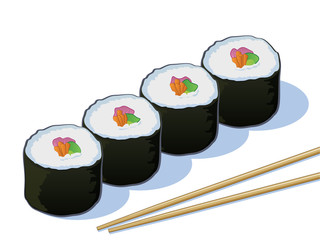 Sushi Rolls with Chop Sticks