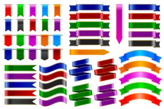 vector illustration of set of colorful ribbon