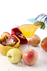 colorful fruit cocktail of fresh fruit