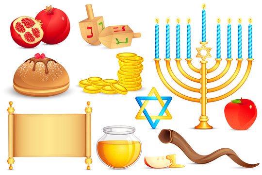 vector illustration of collection of Jewish holy object