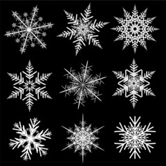 Fototapeta na wymiar Snowflakes winter set, vector realistic design.