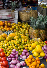 Vibrant, colorful fruit in outdoor market