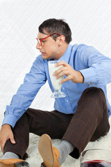 Geek Holding Healthy Drink