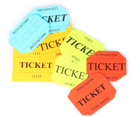Colorful tickets isolated on white