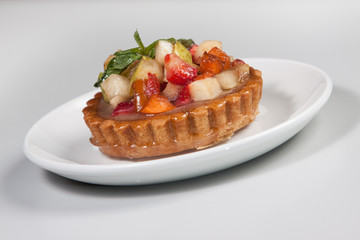 healthy cake on the white plate