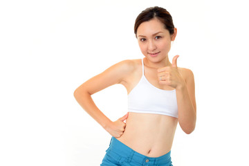 Fototapeta premium ガッツポーズをしている女性