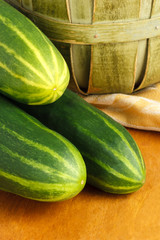 Close Up Of Three Fresh Cucumbers