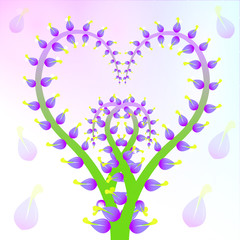 Beautiful violet heart shape flower  Vector illustration 