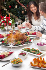 Obraz na płótnie Canvas Christmas Turkey Dinner