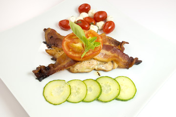 Grilled chicken on white