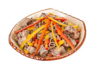 Asian style noodle with pork , spicy and yummy delicious