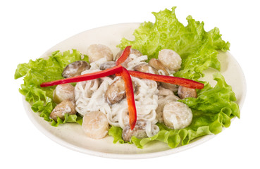 Popular Japanese Dish, with scallops and mushrooms