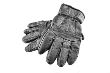 black leather hand gloves