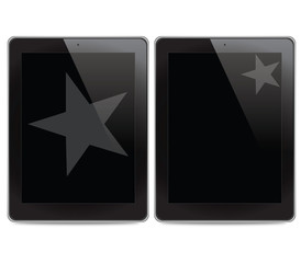 Star icon on tablet computer background