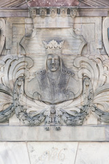 Artwork on medieval house in Stockholm, Sweden