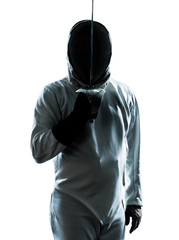 man fencing silhouette saluting