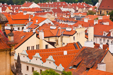 Fototapeta na wymiar Tile roofs of the old city. Top view