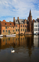 Obraz premium Classic view of channels of Bruges. Belgium.