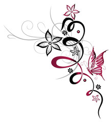 Ranke, flora, Blume, Blüte, Schmetterling, pink © christine krahl