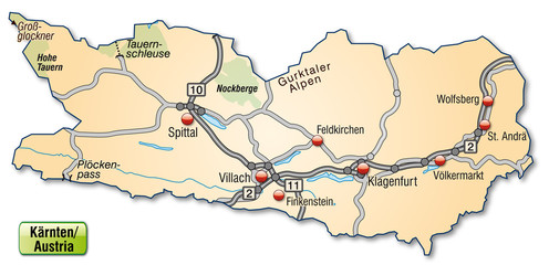 Straßenkarte von Kärnten
