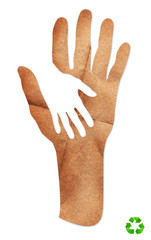 Obraz premium Hand care paper craft white recycle sign