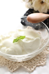 Healthy food, Melon and yogurt