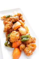 Chinese cuisine, sweet & sour Pork with vegetable