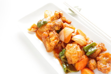 Chinese cuisine, sweet & sour Pork with vegetable