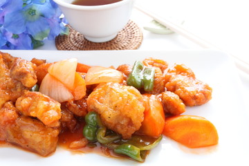 Chinese cuisine, sweet & sour Pork with vegetable